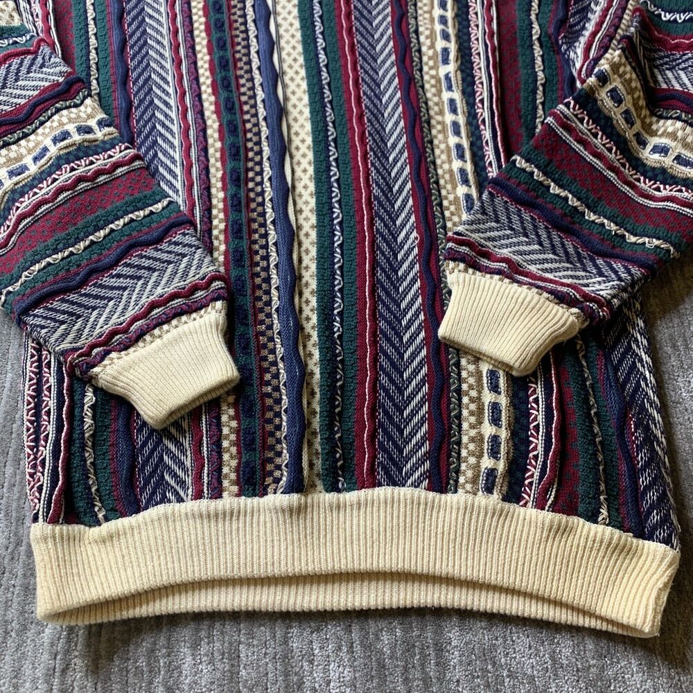 Cotton Traders Knit Sweater Large Tall Coogi Style 3D Textured Vintage 80's Mens - Picture 2 of 15